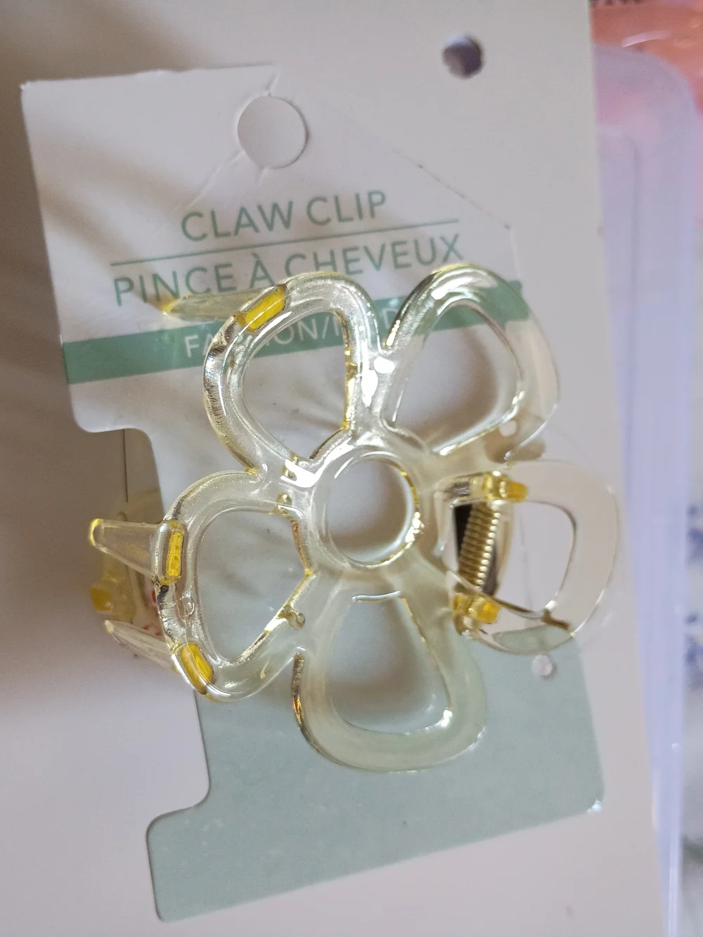 Clear Yellow Flower Claw Hair Clip - Women Accessories